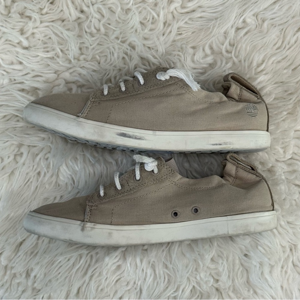 Timberland Tan and White Mid-Top Sneakers - Picture 6 of 8